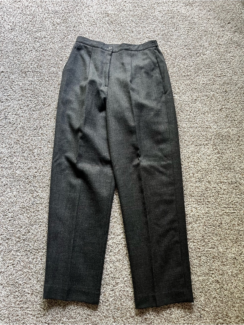 Joan Leslie Dark Gray Pleated Dress Trousers